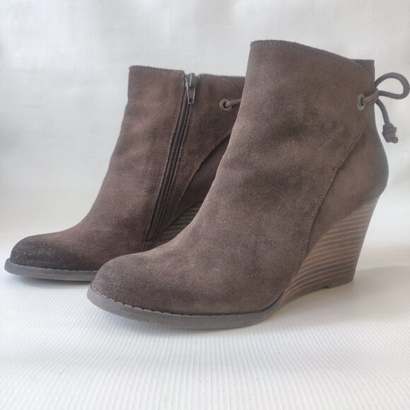 Lucky Brand Yamina Wedge Bootie in Java Brown Suede - Picture 3 of 10